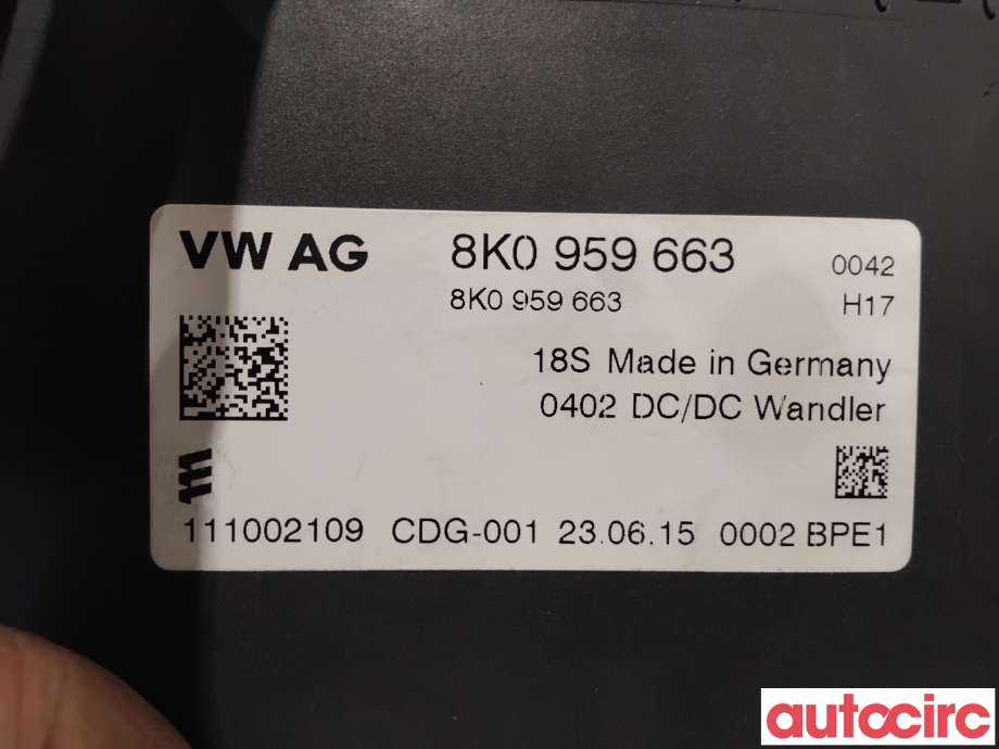 Styreenhet diverse til Audi Q5 2012-2017 (Type I, Fase 2) (AUDI|8K0959663D|111002109|8K0959663)