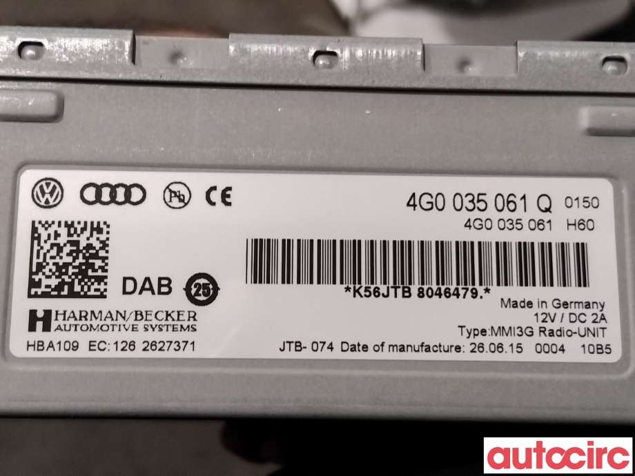 Bilstereo til Audi Q5 2012-2017 (Type I, Fase 2) (AUDI|4G0035061Q|HBA109)