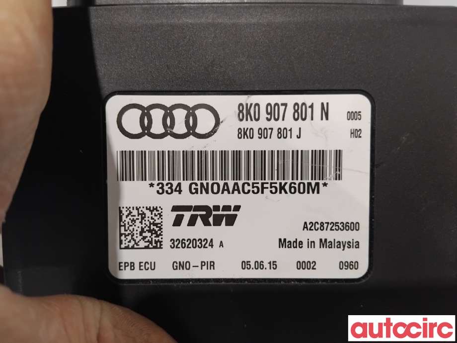 Styreenhet elektrisk parkbrems (EPB - Electric Parking Brake) til Audi Q5 2012-2017 (Type I, Fase 2)  (AUDI|8K0907801P|A2C87253600|8K0907801N)