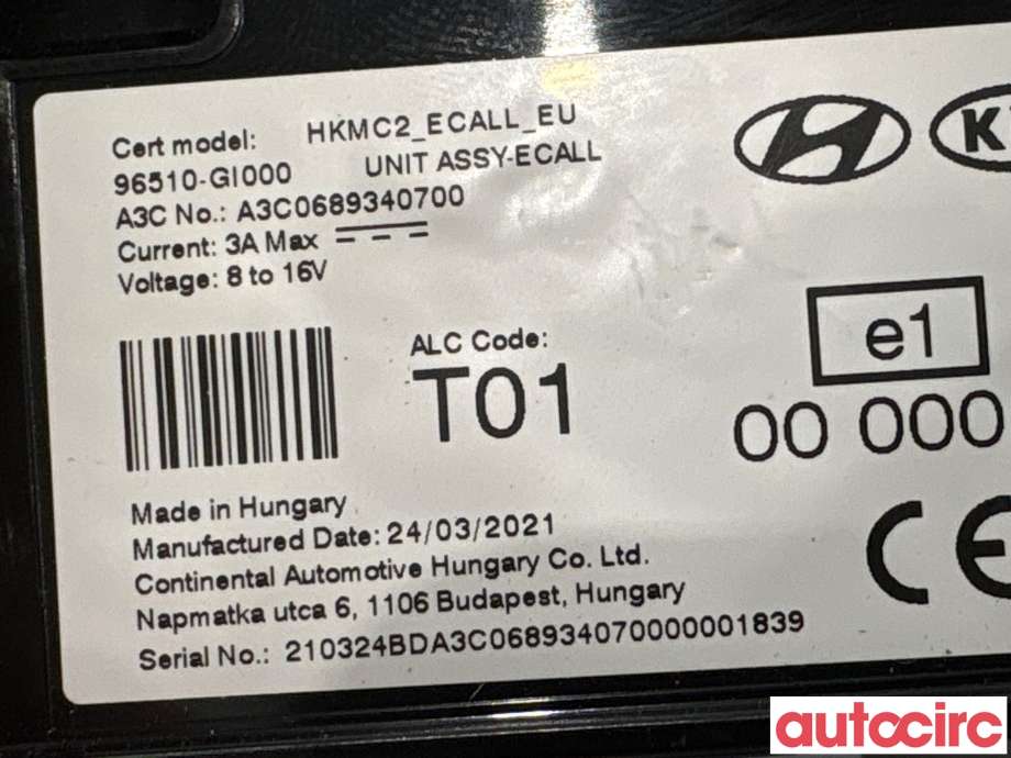 Styreenhet diverse til Hyundai Ioniq 5 2021-->> (HYUNDAI|96510GI000|A3C0689340700)