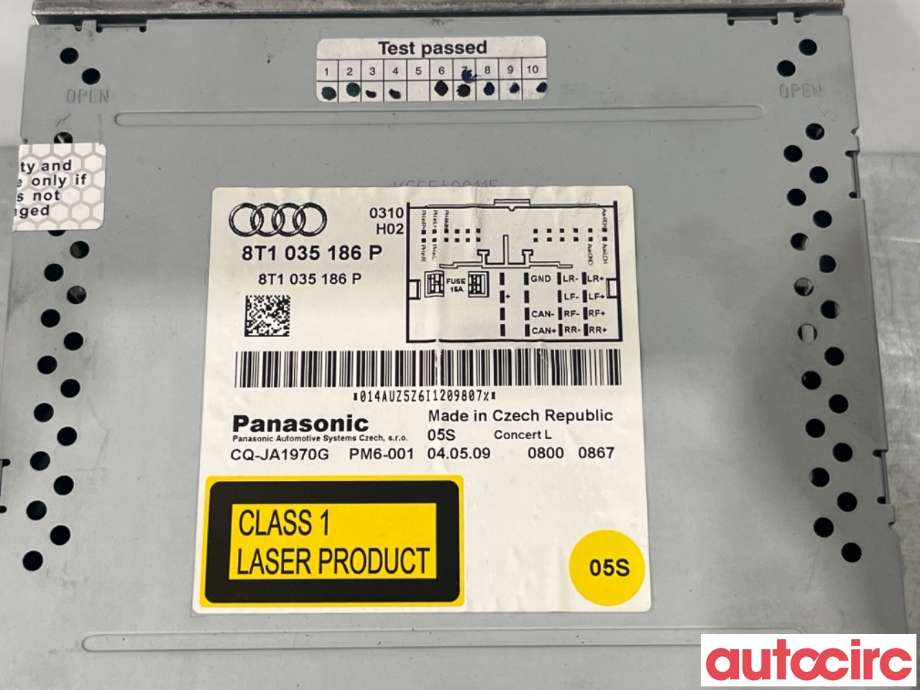 Bilstereo til Audi Q5 2008-2012 (Type I, Fase 1)  (AUDI|8T1057186PX|CQ-JA1970G|8T1035186P)