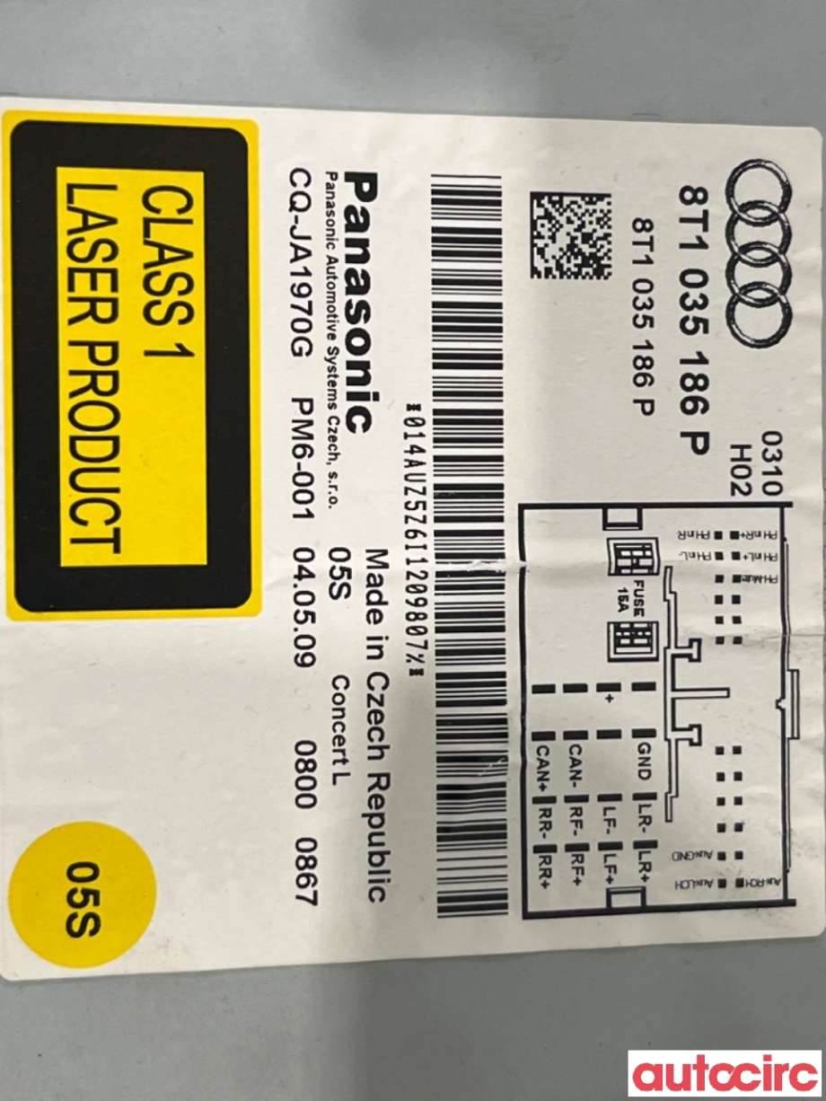 Bilstereo til Audi Q5 2008-2012 (Type I, Fase 1)  (AUDI|8T1057186PX|CQ-JA1970G|8T1035186P)