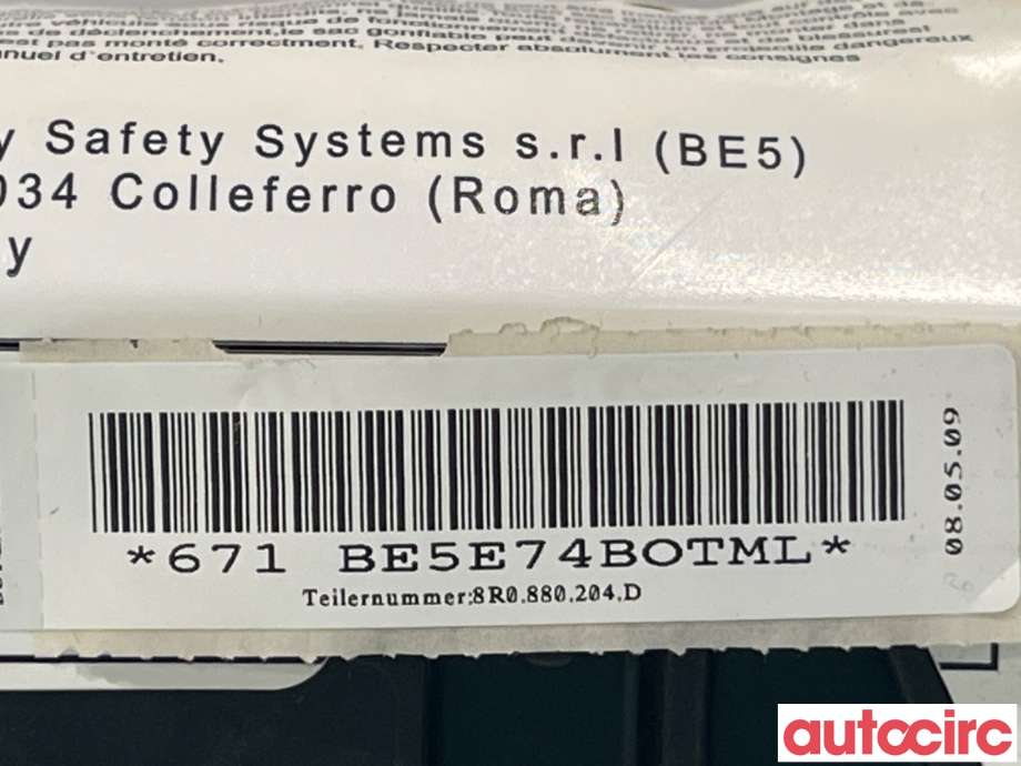 Airbag passasjer til Audi Q5 2008-2012 (Type I, Fase 1)  (AUDI|8R0880204D|)