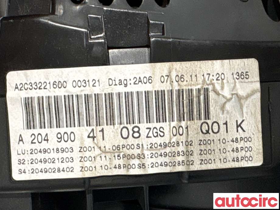 Instrumentpanel til Mercedes C-Klasse 2011-2014 (Fase 2) (W204) (W204) (MERCEDES|A2049004108|A2C33221600)