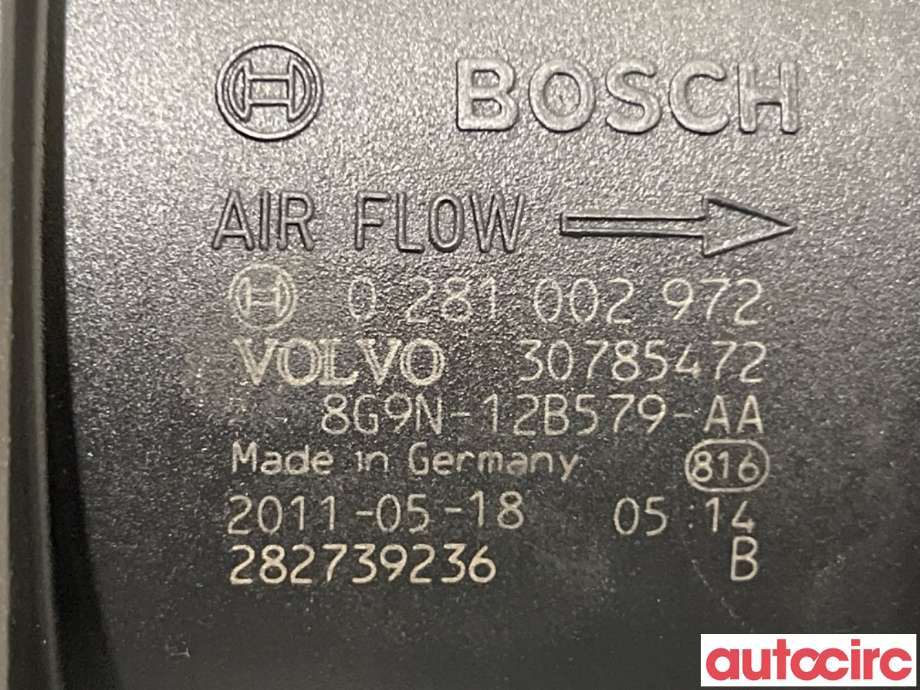 Luftmengde/luftmassemåler til Volvo XC70 2008-2013 (Type II, Fase 1)  (VOLVO|31361223|0281002972|30785472)