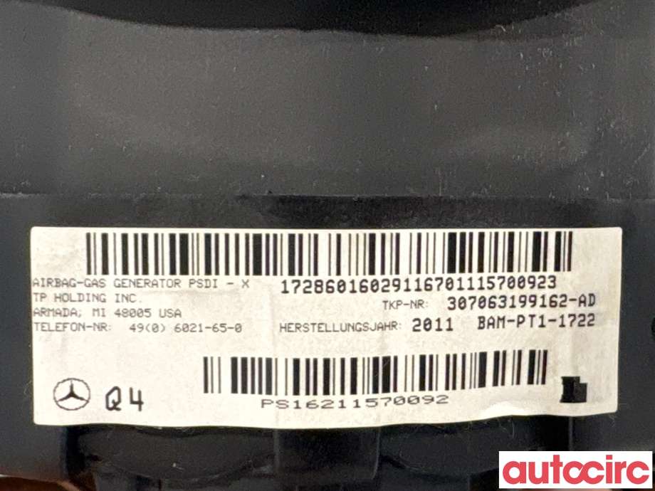 Airbag rattpute til Mercedes C-Klasse 2011-2014 (Fase 2) (W204) (W204) (MERCEDES|A0008605903|307063199162-AD|)