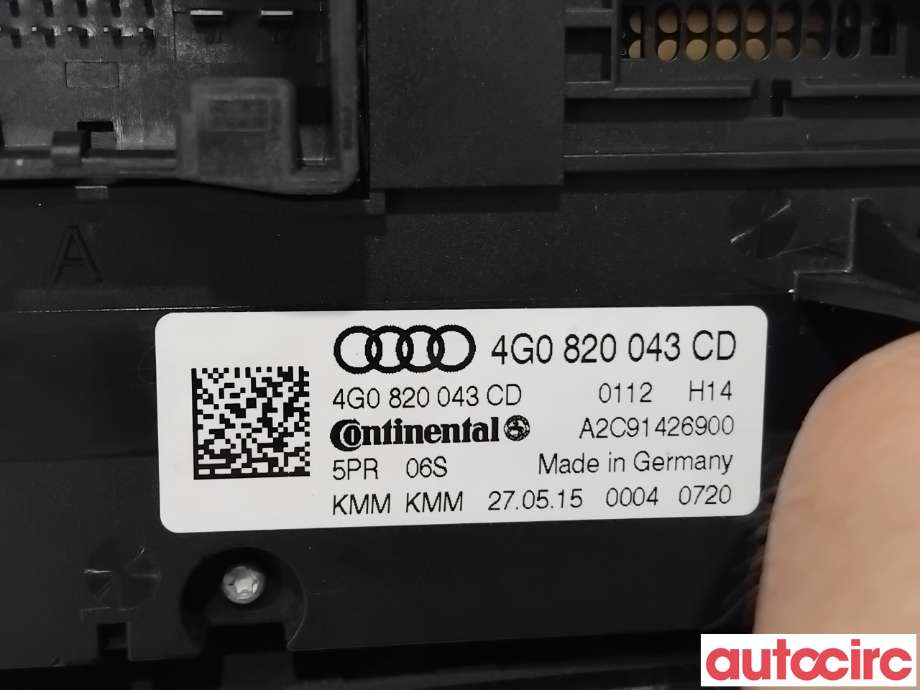 Varmeapparat betjening til Audi A6, Allroad 2015-2019 (Type III, Fase 2) (C7) (C7) (AUDI|4G0820043CD|A2C91426900)