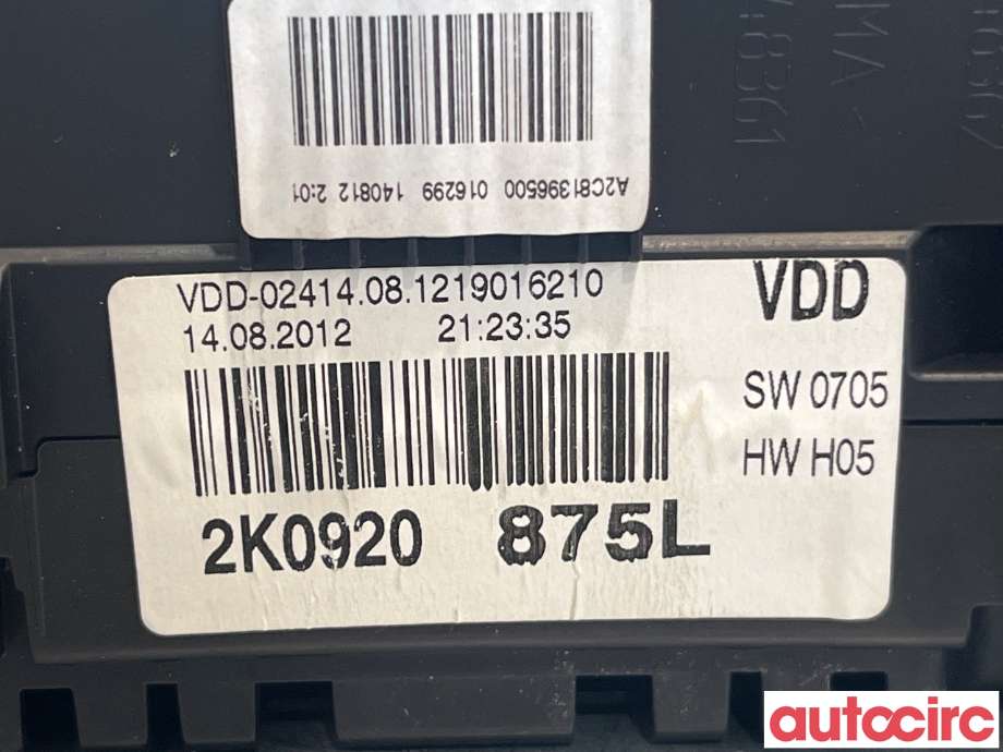 Instrumentpanel til VW Caddy 2010-2015 (Type III, Fase 2)  (VOLKSWAGEN|2K0920875L)