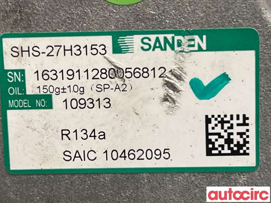 Aircondition kompressor til MG ZS EV 2019-2021 (Type I, Fase 1)  (MG|10462095|109313)
