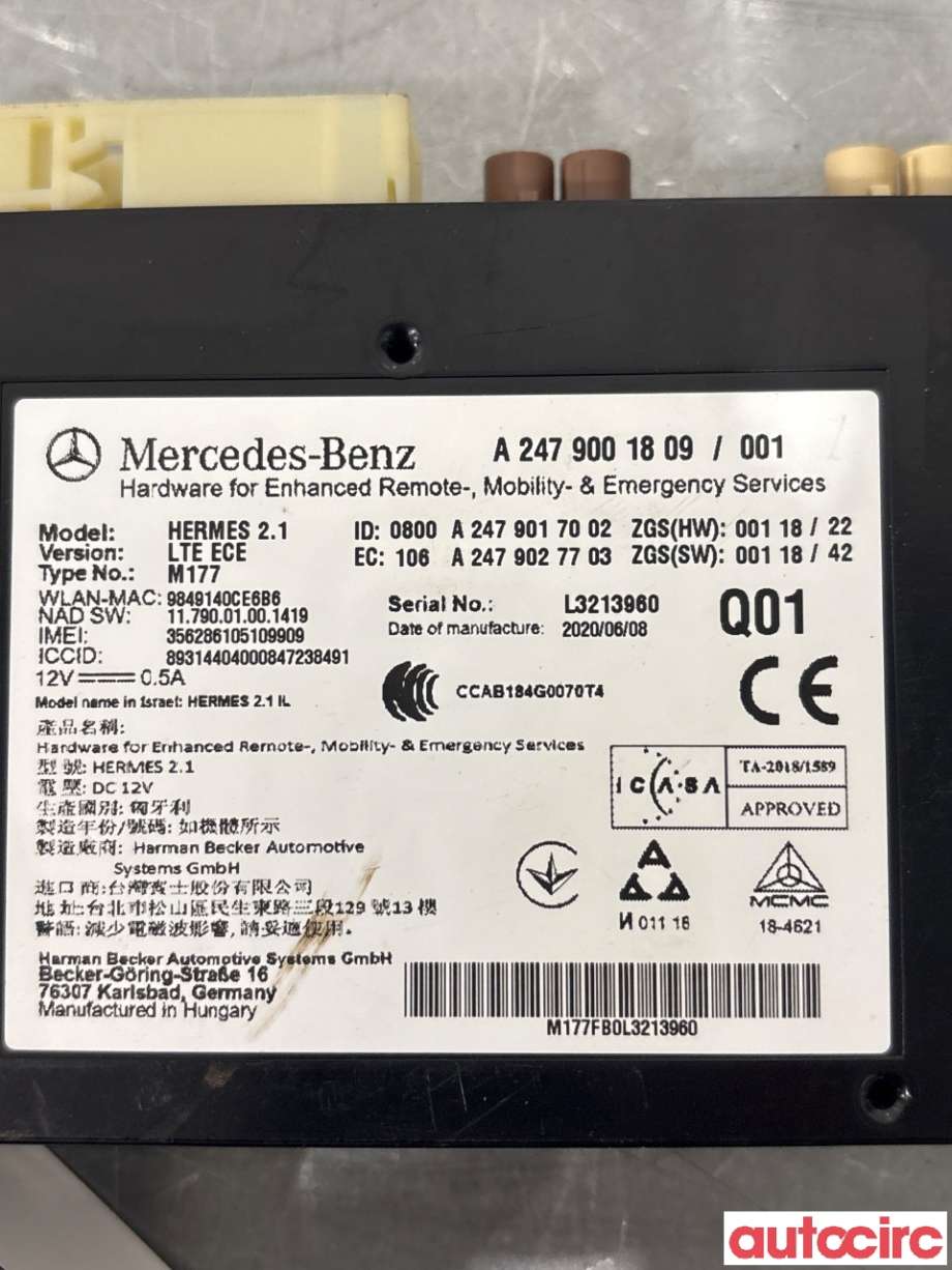 Styreenhet diverse til Mercedes A-Klasse 2018-->> (W177) (W177) (MERCEDES|A2479001809|)
