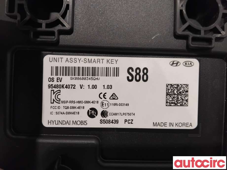 Styreenhet nøkkelfri/keyless til Hyundai Kona 2017-2021 (Type I, Fase 1) (HYUNDAI|95480K4072|)