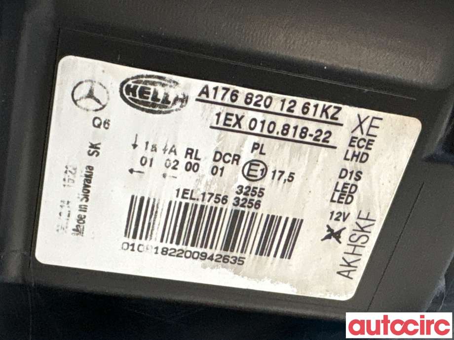 Frontlykt høyre halogen til Mercedes A-Klasse 2012-2018 (W176) (W176) (MERCEDES|A1768202861|1EW010818-22|A1768201261KZ)