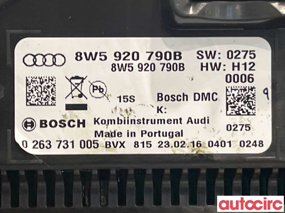 Instrumentpanel til Audi A4 2015-2019 (Type V, Fase 1) (B9) (B9) (AUDI|8W5920790B)