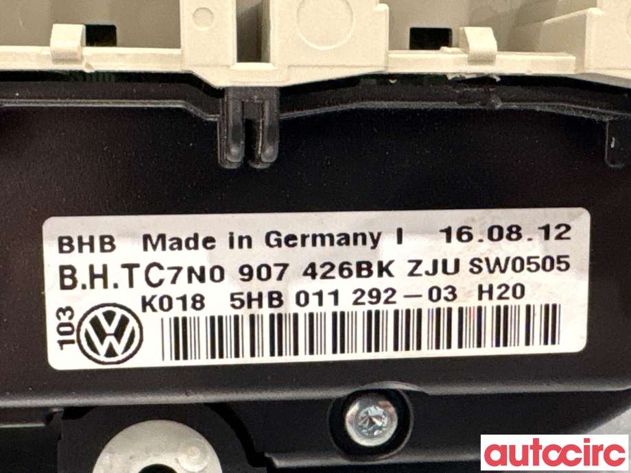 Varmeapparat betjening til VW Caddy 2010-2015 (Type III, Fase 2) (VOLKSWAGEN|7N0907426BK|7N0907426CQ)