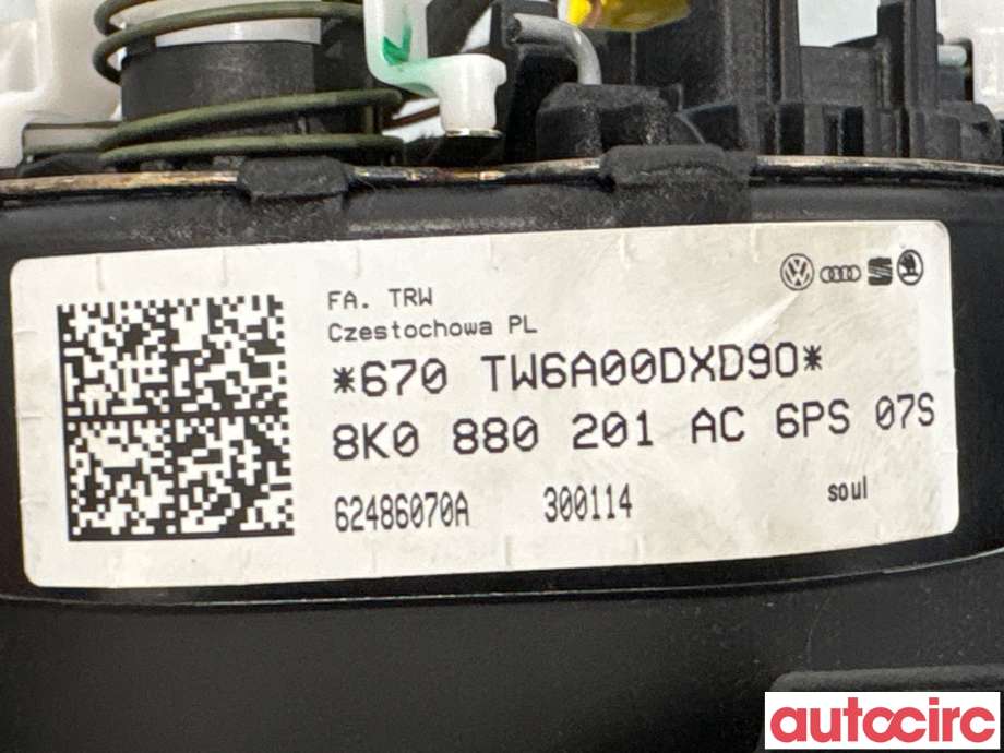 Airbag rattpute til Audi A4 2007-2014 (Type IV) (B8) (B8) (AUDI|8K0880201AC|62486070A|8K0880201AQ)