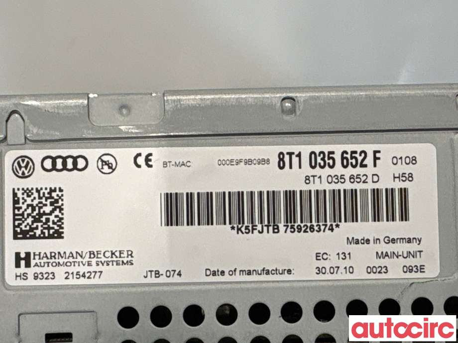 Bilstereo navigasjon til Audi A4 2007-2014 (Type IV) (B8) (B8) (AUDI|8T1035652HX|HS9323|8T1035652F)