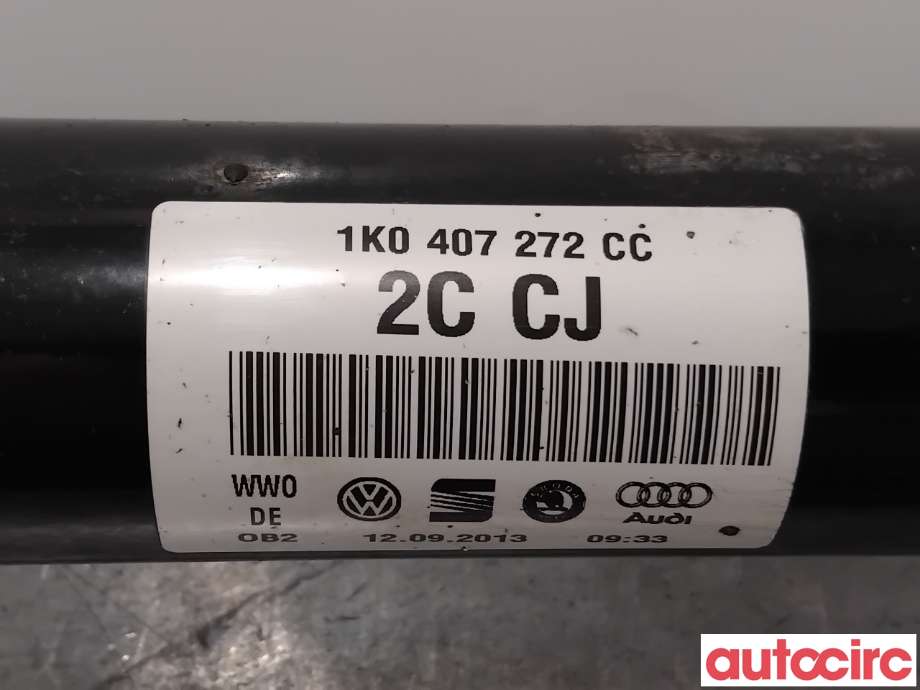 Drivaksel høyre foran til VW Golf VII 2012-2017 (Fase 1) (VOLKSWAGEN|1K0407452DX|1K0407272CC|5Q0407272FF)