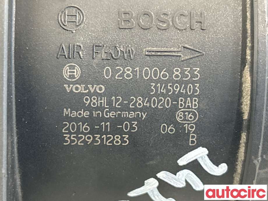 Luftmengde/luftmassemåler til Volvo XC60 2014-2017 (Type I, Fase 2)  (VOLVO|31361223|0281006833|31459403)