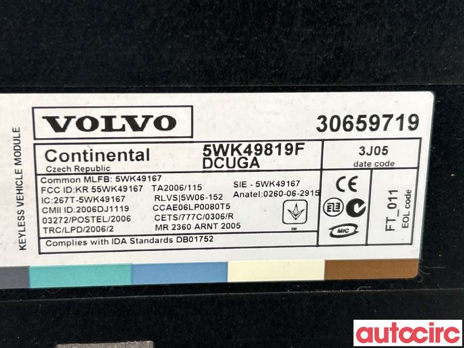 Styreenhet nøkkelfri/keyless til Volvo XC70 2014-2016 (Type II, Fase 2)  (VOLVO|30659958|5WK49819F|30659719)