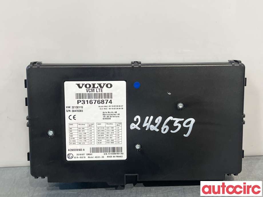 Dashbord telefon til Volvo XC60 2017-->> (Type II)  (VOLVO|36003310|AC92228503A|31676874)
