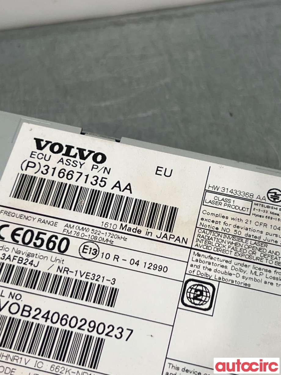 Bilstereo navigasjon til Volvo XC60 2014-2017 (Type I, Fase 2)  (VOLVO|36050657||31433368)