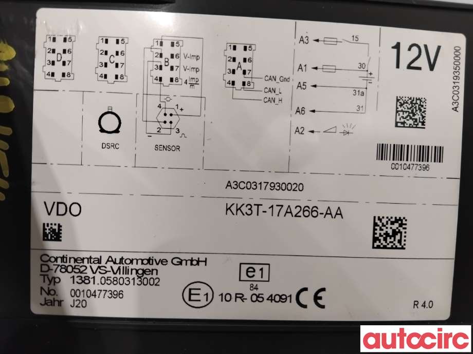 Diverse deler til Ford Transit Courier 2018-2023 (Type I, Fase 2)  (FORD|2724641|A3C0317930020|KK3T-17A266-AA)