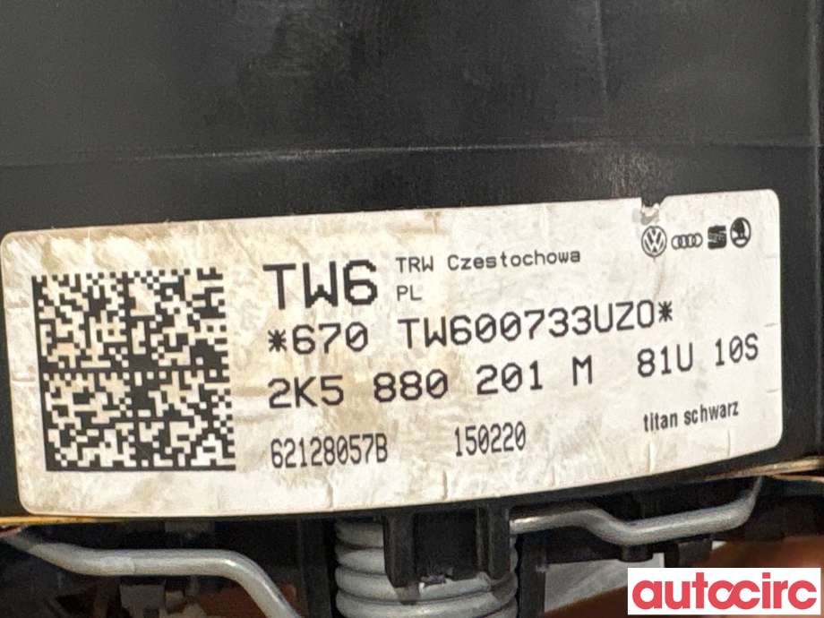 Airbag rattpute til VW Caddy 2015-2020 (Type III, Fase 3)  (VOLKSWAGEN|2K5880201M|62128057B)