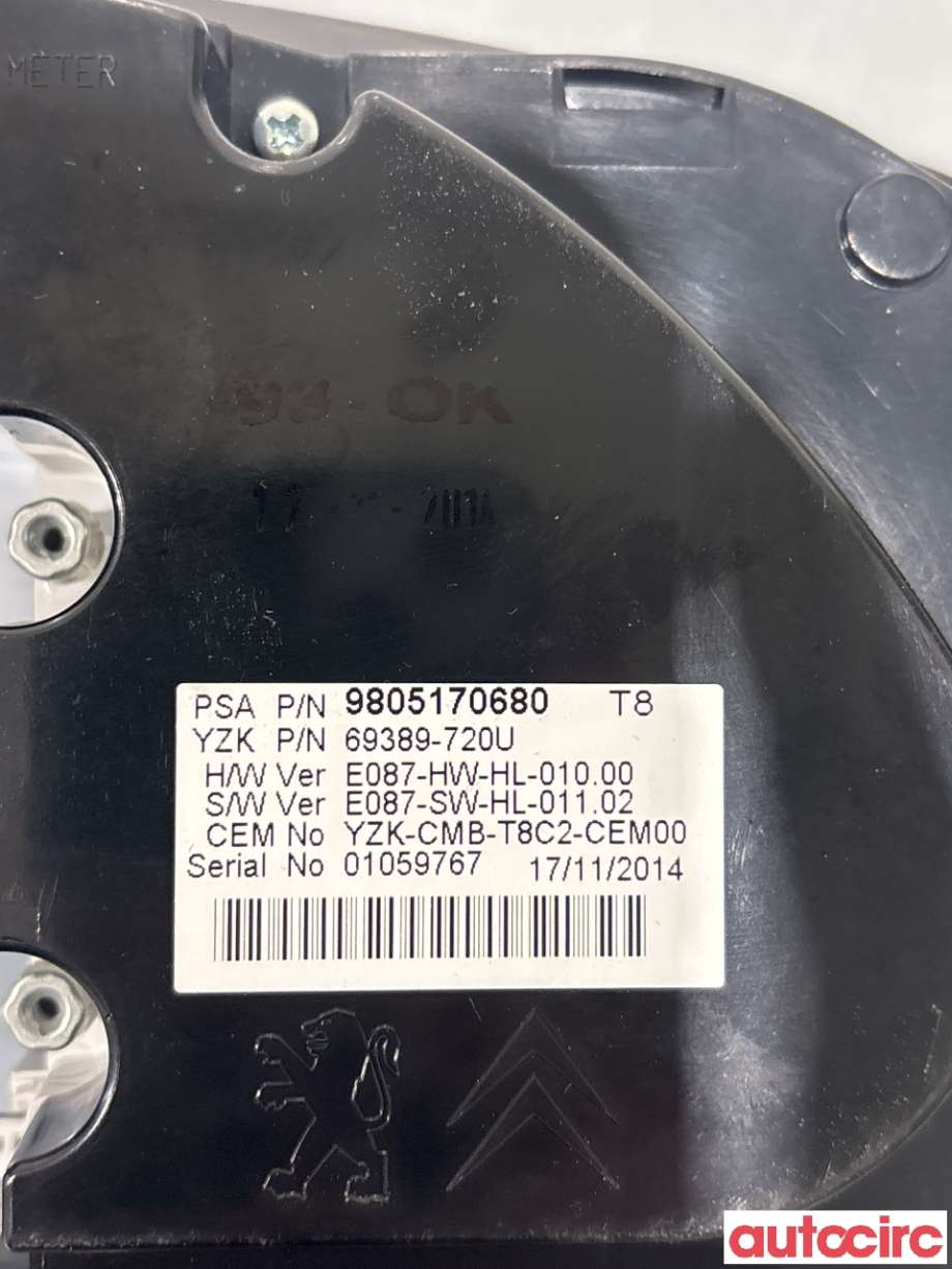 Instrumentpanel til Peugeot 3008 2009-2016 (Type I)  (PEUGEOT|NO NUMBER|69389-720U|9805170680)