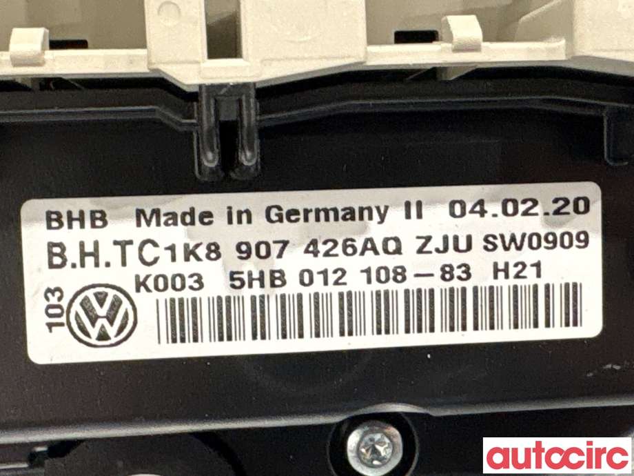 Varmeapparat betjening til VW Caddy 2015-2020 (Type III, Fase 3)  (VOLKSWAGEN|1K8907426AQ|5HB012108-83)