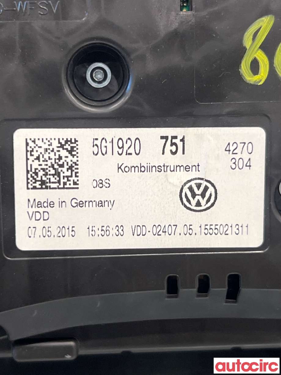 Instrumentpanel til VW Golf VII 2012-2017 (Fase 1)  (VOLKSWAGEN|5G1920751|)