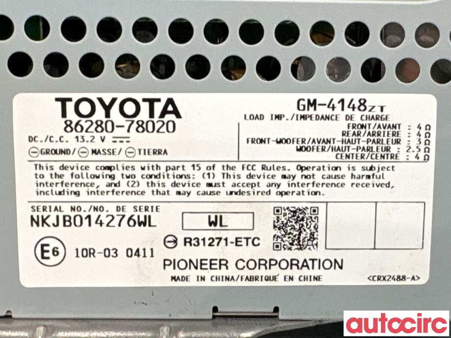 Bilstereo forsterker til Lexus NX 2014-2021 (Type I) (AZ10) (AZ10) (LEXUS|8628078020|GM4148-ZT|8628078021)