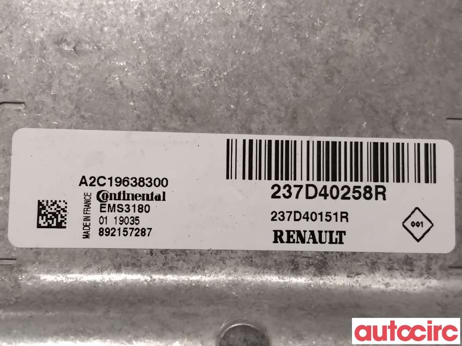 Styreenhet diverse til Renault Kangoo 2008-2021 (Type II) (RENAULT|237D40258R|A2C19638300)