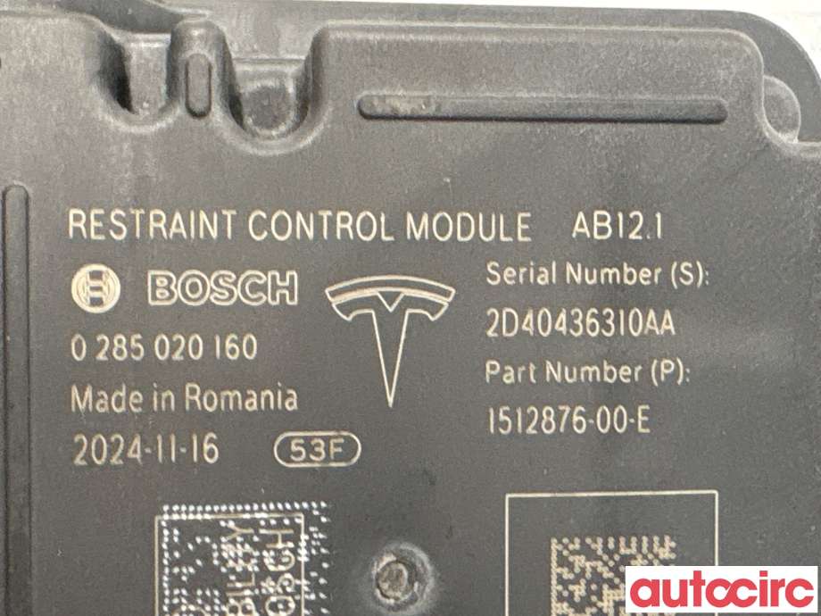 Airbag elektronikk til Tesla Model Y 2021-2024 (Type I) (TESLA|1512876-00-E|0285020160)