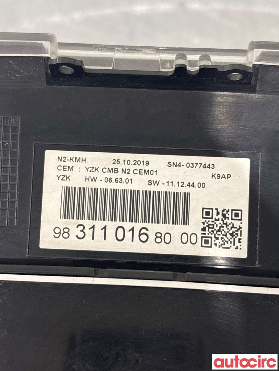 Instrumentpanel til Peugeot Partner 2019-->> (Type III) (PEUGEOT|9831101680|)