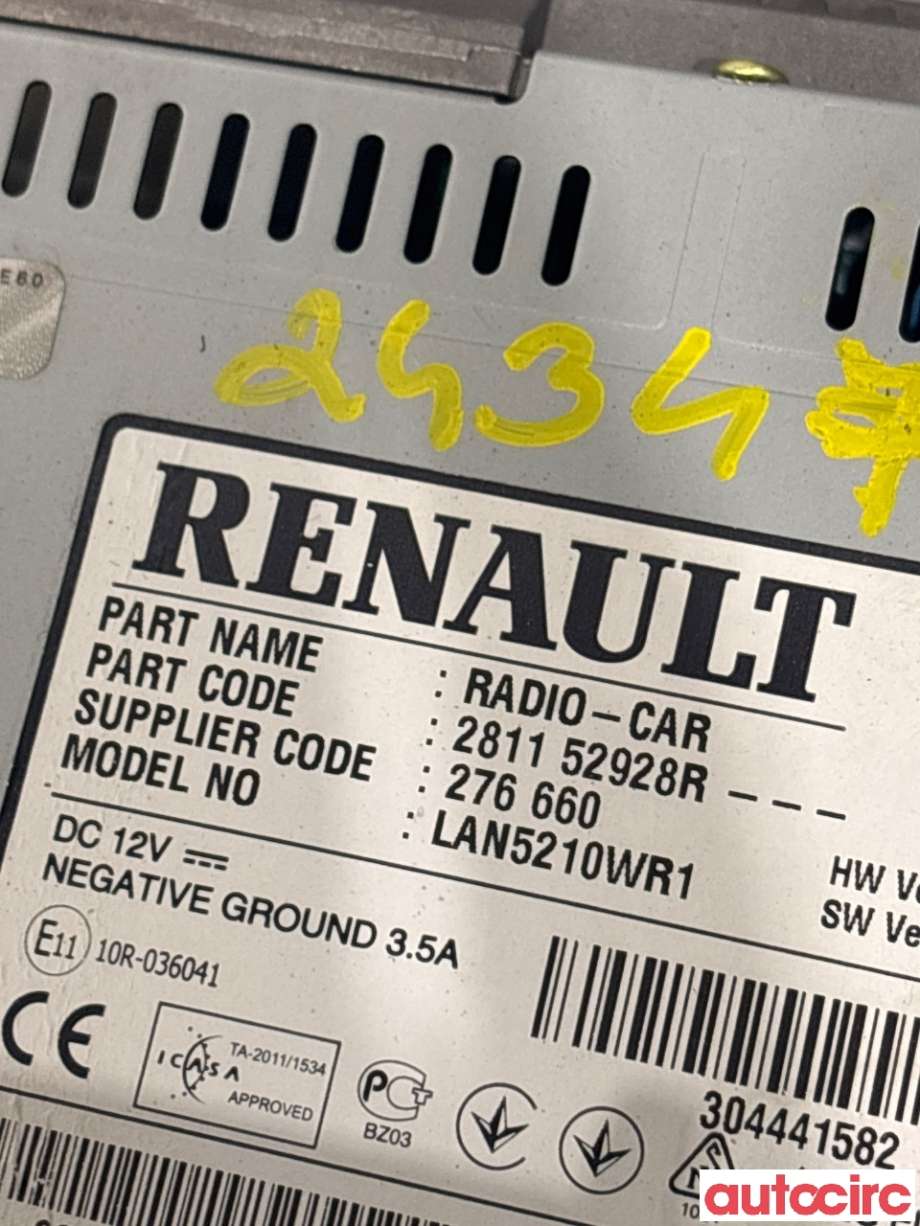 Instrument kjørecomputer til Renault Clio 2012-2016 (Type IV, Fase 1)  (RENAULT|281155481R||281152928R)