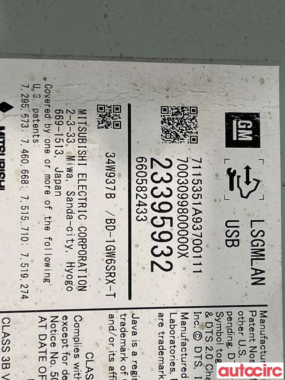 Bilstereo til Chevrolet Silverado 2014-2018 (GMC||660582433|23395932)
