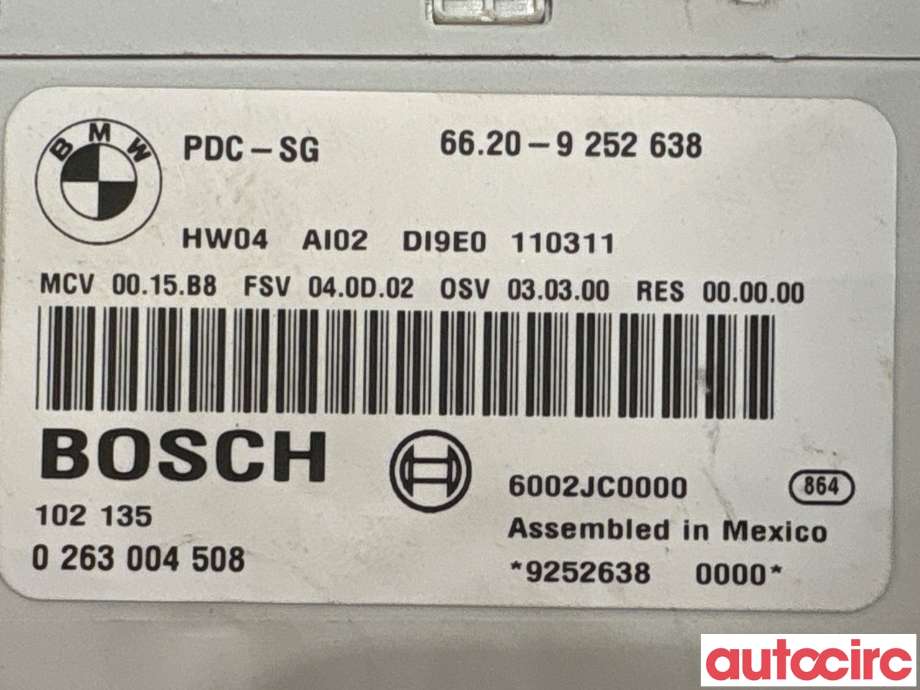 Styreenhet parkering til BMW 3-Serie 2005-2011 (E90/E91/E92/E93) (E90/E91/E92/E93) (BMW|66209252638|0263004508|6620-9252638)