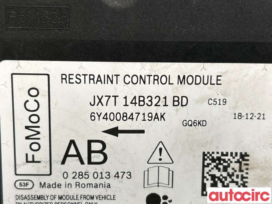 Airbag elektronikk til Ford Focus 2018-->> (Type IV)  (FORD|2574155|0285013473|JX7T14B321BD)