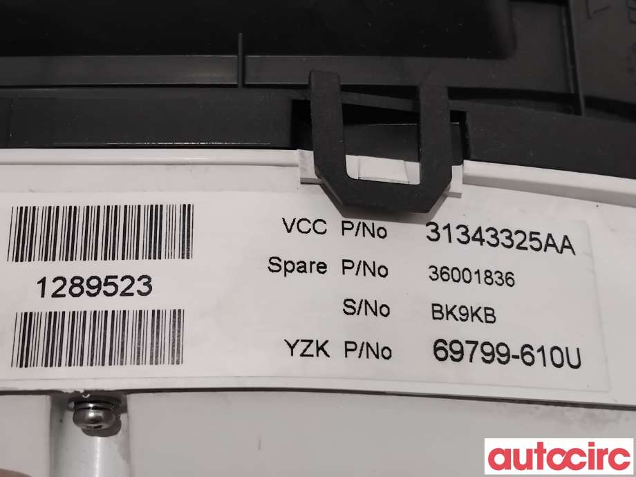 Instrumentpanel til Volvo XC60 2008-2013 (Type I, Fase 1) (VOLVO|36001836|69799-610U)