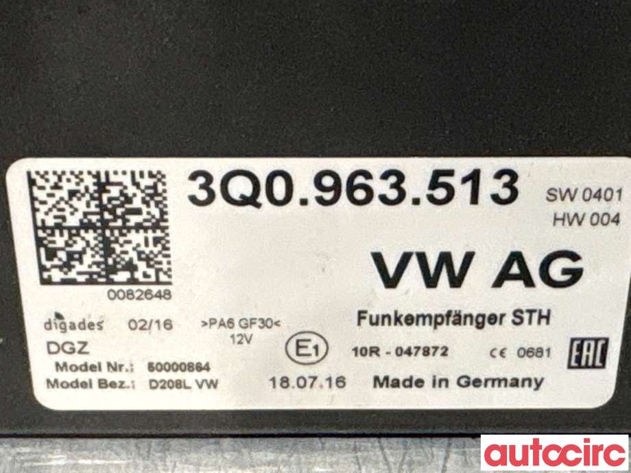 Styreenhet diverse til VW Passat 2015-2019 (Fase 1) (B8) (B8) (VOLKSWAGEN|3Q0963513|50000864|3Q0963513C)