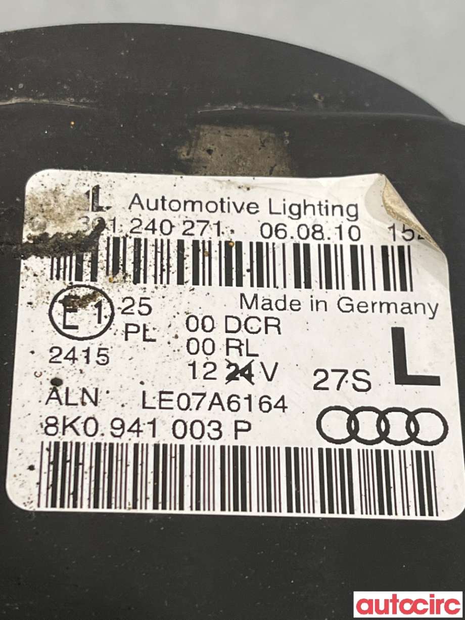 Frontlykt venstre halogen til Audi A4 2007-2014 (Type IV) (B8) (B8) (AUDI|8K0941029BJ|8K0941029AQ|8K0941003P)