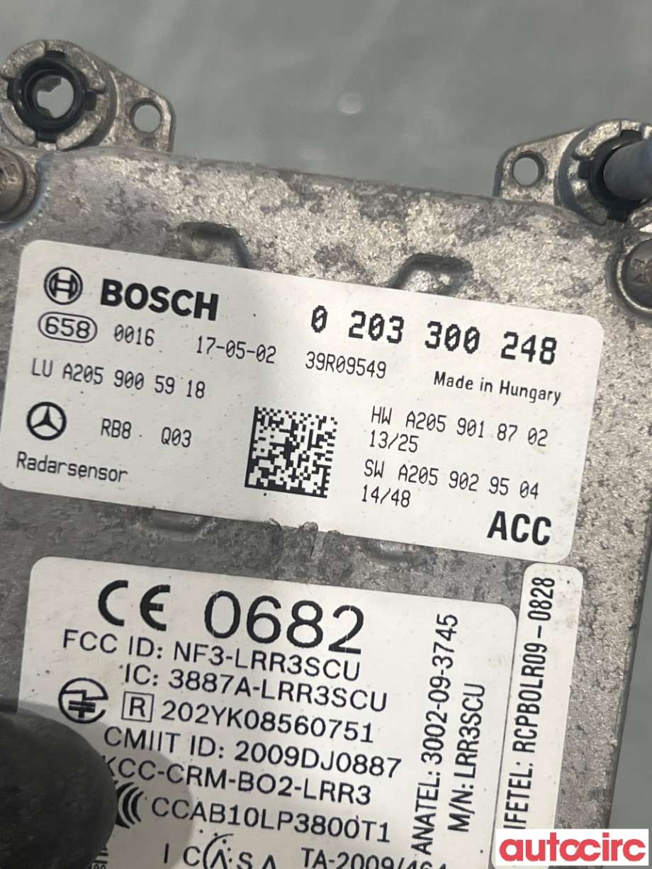 Sensor radar til Mercedes C-Klasse 2014-2018 (Fase 1) (W205) (W205) (MERCEDES|A2059007022|0203300248|A2059005918)