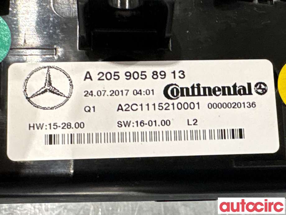 Varmeapparat betjening til Mercedes C-Klasse 2014-2018 (Fase 1) (W205) (W205) (MERCEDES|A2059058913|A2C1115210001|A2059054315)