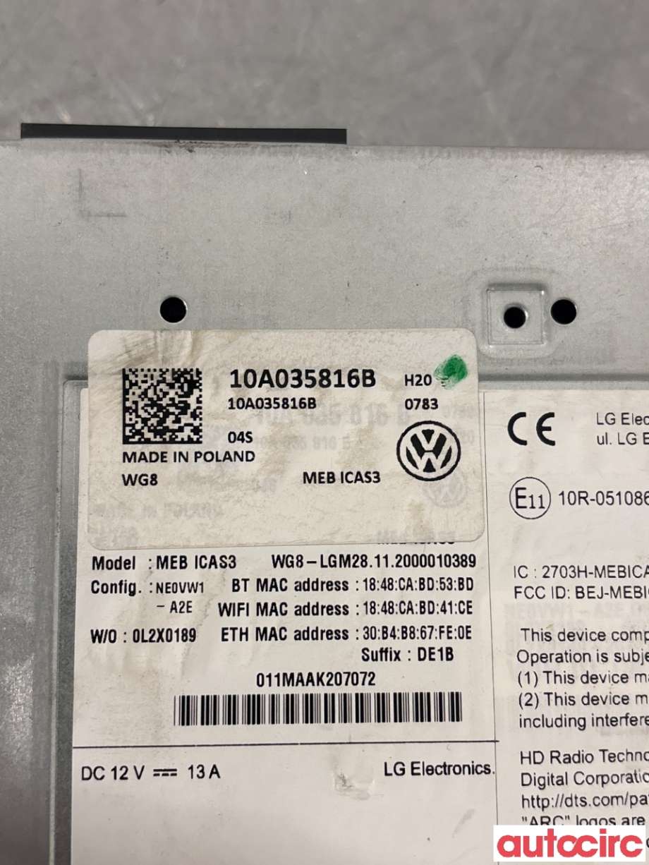Bilstereo til VW ID.3 2020-->>  (VOLKSWAGEN|10A035816M||10A035816B)