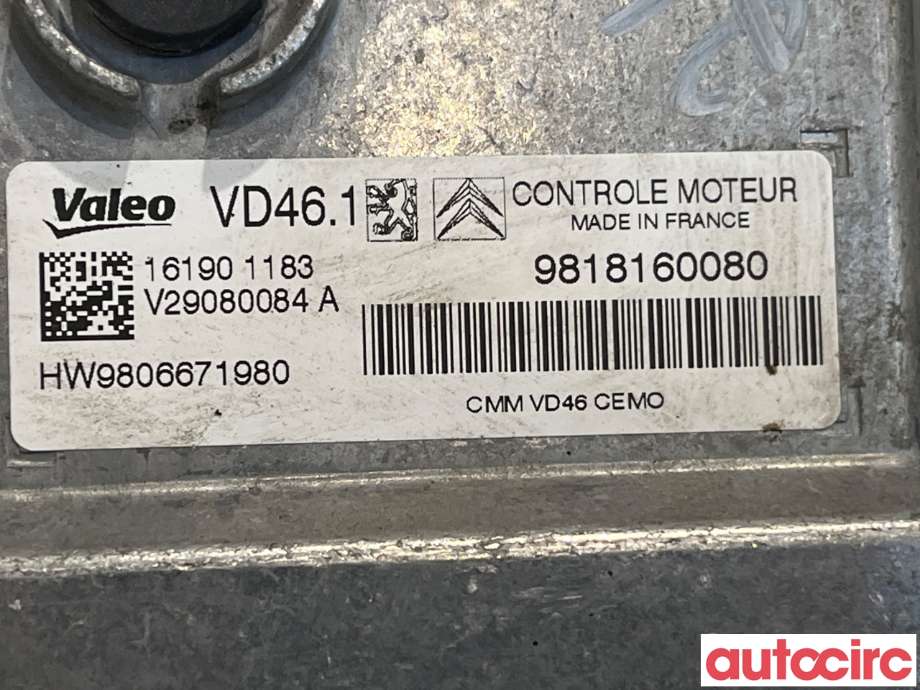 Styreenhet motor til Citroën C4, Cactus 2014-2017 (Fase 1) (CITROEN|1616898380|9818160080)