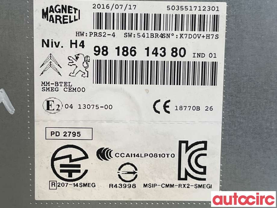 Bilstereo diverse til Citroën C4, Cactus 2014-2017 (Fase 1) (CITROEN|1617596080|9818614380)