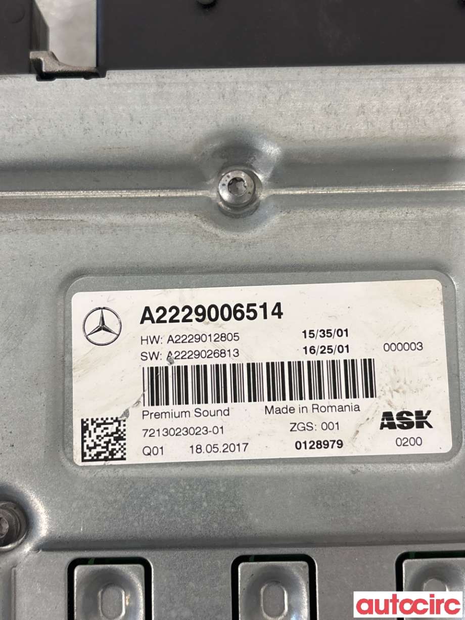 Bilstereo forsterker til Mercedes C-Klasse 2014-2018 (Fase 1) (W205) (W205) (MERCEDES|A2229006514|)