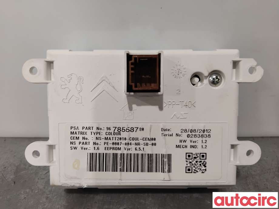 Multimedia display (MCU - Media Controller Unit) til Peugeot 508 2011-2014 (Type I, Fase 1)  (PEUGEOT|1608164280|9678558780|1623902680)