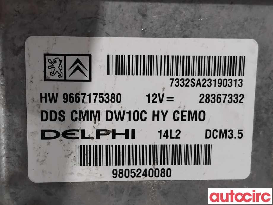 Styreenhet motor til Peugeot 508 2011-2014 (Type I, Fase 1)  (PEUGEOT|NO NR|28367332|9667175380)