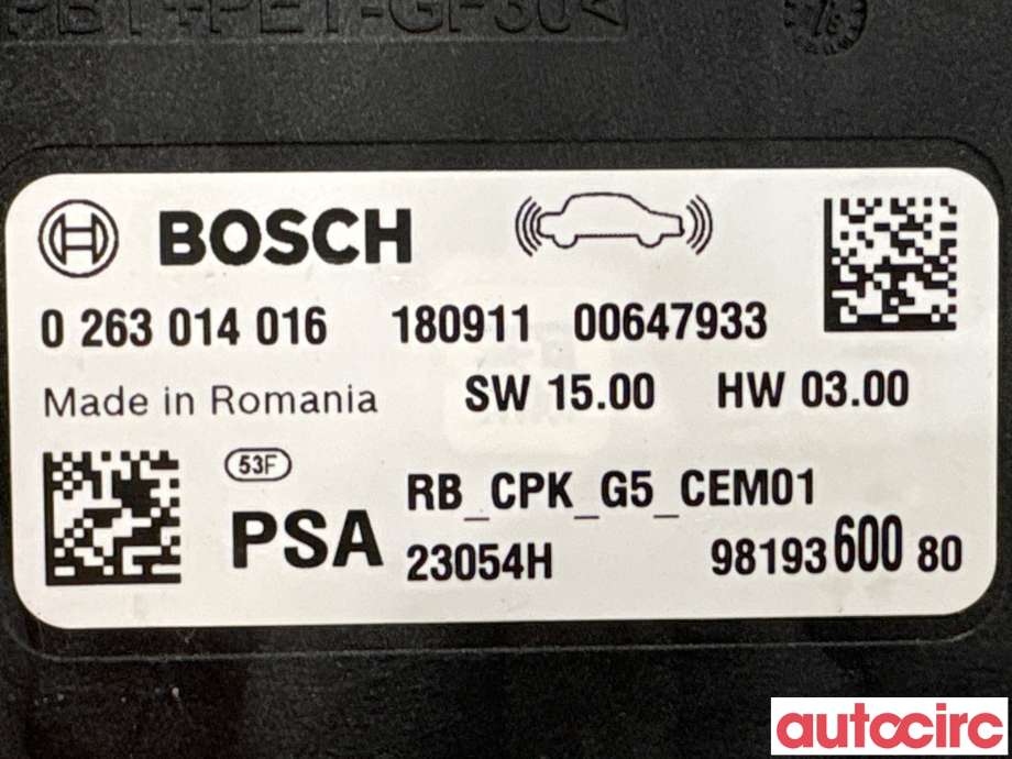 Styreenhet parkering til Peugeot 5008 2017-->> (Type II) (PEUGEOT|1623123480|0263014016|9819360080)